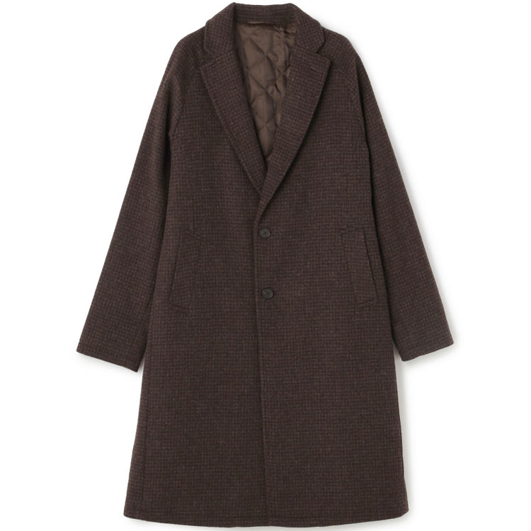 ブラックライン 【SL】ウールブレンド ラグランチェスターコート/ブラウン×チェック/RE:NEWOOL ブラウン系(茶)
