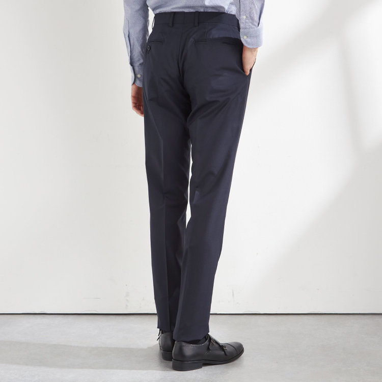 SUIT SELECT　アウトレット 【WEB限定/OUTLET/汚れ・キズ等有】【SLIM TAPERED_2】【年間】スペアパンツ付き/2釦シングルスーツ 0タック/ネイビー×ソリッド/THE RECRUIT STYLE/SHOWER CLEAN/※裾上げ必要 紺中間