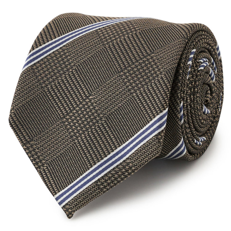 ブラックライン 【BLACK LINE】シルクブレンドストライプネクタイ 7.5cm幅/ブラウン その他