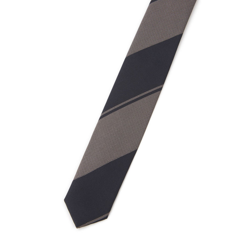 ブラックライン 【BLACK LINE】シルクブレンドストライプネクタイ 7.5cm幅/ネイビー×グレー その他