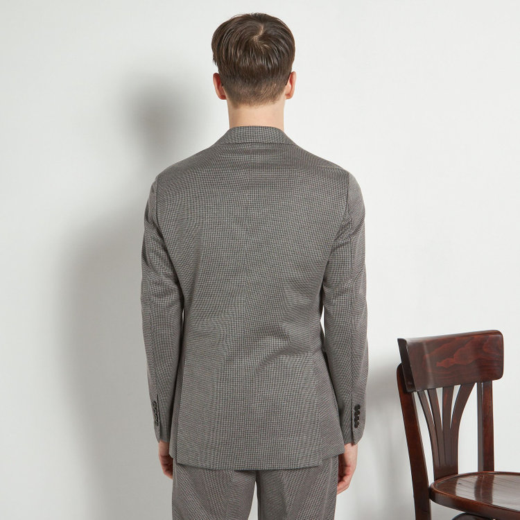 シルバーライン 【5DAYS CLOSET】【RBC】【春夏】2釦シングルジャケット/グレー×ハウンドトゥース/パッチポケット グレー中間