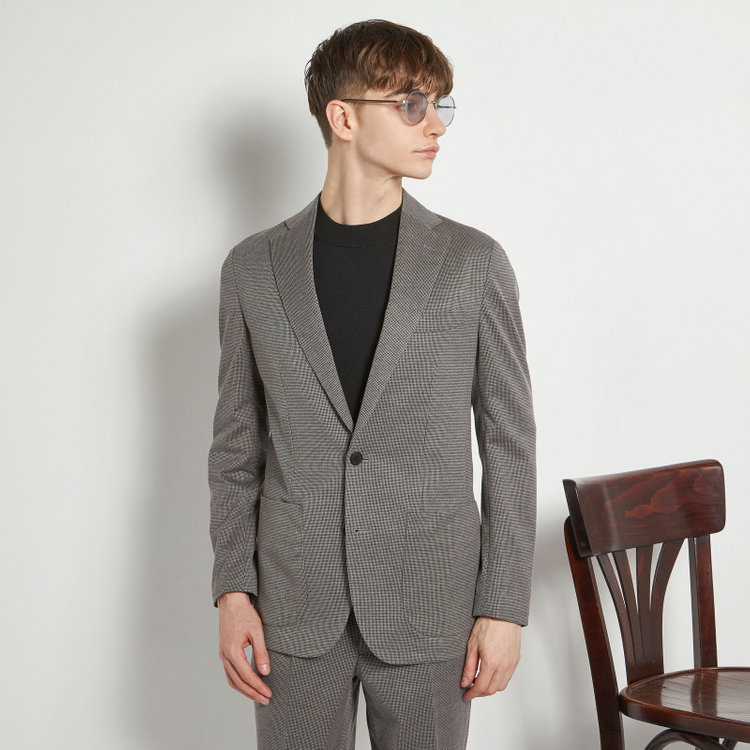 シルバーライン 【5DAYS CLOSET】【RBC】【春夏】2釦シングルジャケット/グレー×ハウンドトゥース/パッチポケット グレー中間