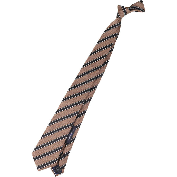 ブラックライン 【発送在庫あり】【BL】ウールシルクストライプネクタイ 7.5cm幅/ブラウン×ブラック/Finest fabrics by COMO ITALY ブラウン系(茶)