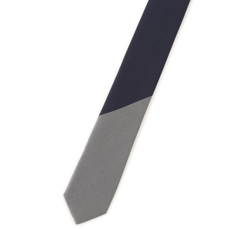 ブラックライン 【BLACK LINE】シルクブレンドストライプネクタイ 7.5cm幅/グレー×ネイビー その他