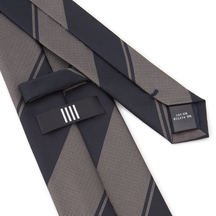 ブラックライン 【BLACK LINE】シルクブレンドストライプネクタイ 7.5cm幅/ネイビー×グレー その他