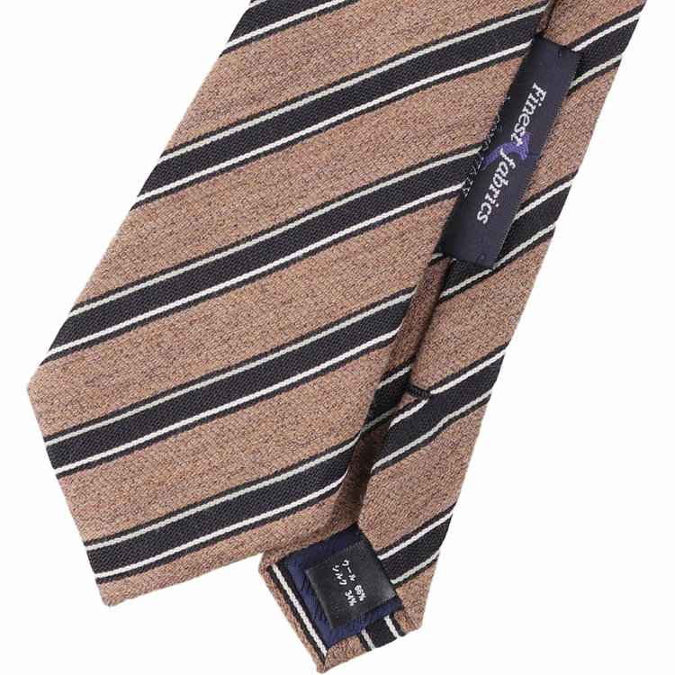 ブラックライン 【発送在庫あり】【BL】ウールシルクストライプネクタイ 7.5cm幅/ブラウン×ブラック/Finest fabrics by COMO ITALY ブラウン系(茶)