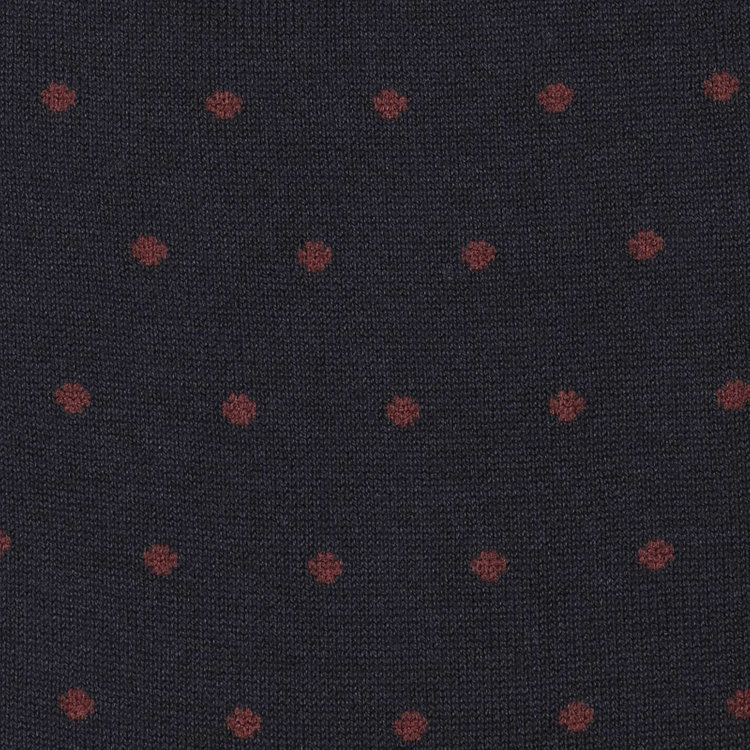 スーツセレクト 【発送在庫あり】ソックス/ネイビー×ブラウンドット 紺中間