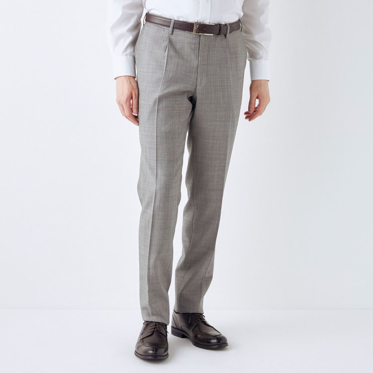 シルバーライン 【CLASSICO TAPERED】【春夏】ウール 1タックテーパードパンツ/グレー/ウエストムーブ/※裾上げ必要 グレー淡色