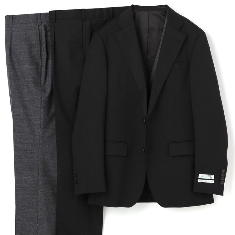 シルバーライン 【CLASSICO TAPERED】【年間】【結婚式対応可】2釦シングルフォーピーススーツ 1タック/ブラック＋コーディネートパンツグレー/両面ジレ/ウエストムーブ/4S SUSTAINABILITY&ECOLOGY FABRIC/※裾上げ必要 黒