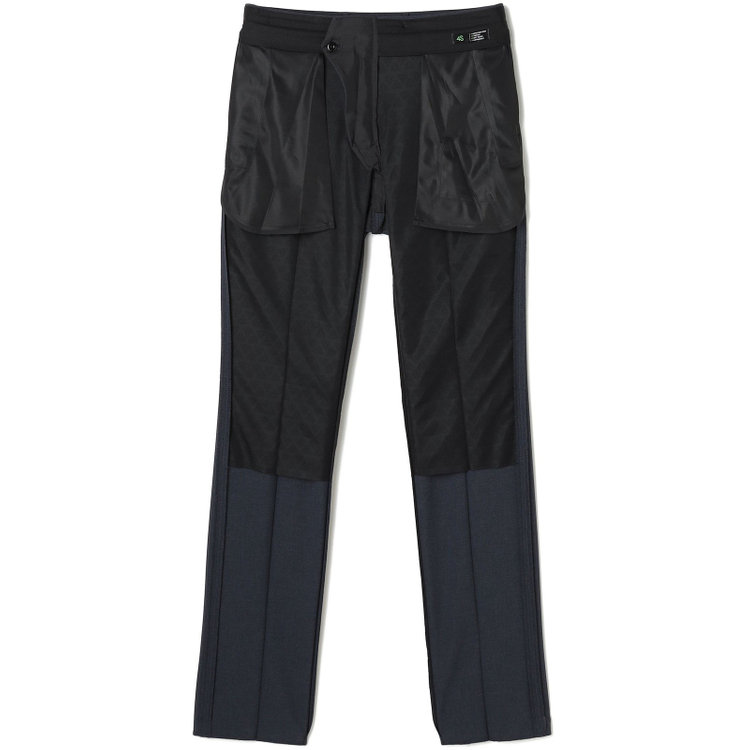 ブラックライン 【SLIM TAPERED】【春夏】0タックテーパードパンツ/ネイビー×バーズアイ/「氷撃」冷感PRINT/4S SUSTAINABILITY&ECOLOGY FABRIC「ウォッシャブル」「ストレッチ」/※裾上げ済み仕様 紺中間