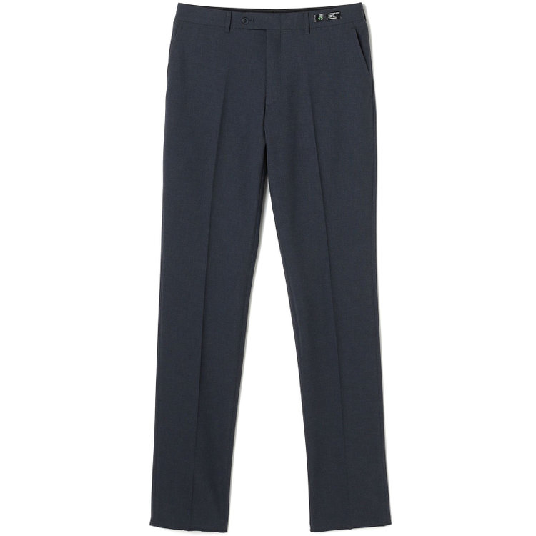 ブラックライン 【SLIM TAPERED】【春夏】0タックテーパードパンツ/ネイビー×バーズアイ/「氷撃」冷感PRINT/4S SUSTAINABILITY&ECOLOGY FABRIC「ウォッシャブル」「ストレッチ」/※裾上げ済み仕様 紺中間