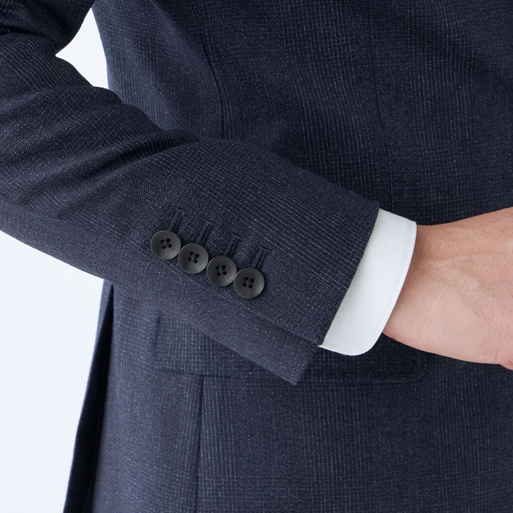 シルバーライン 【CLASSICO TAPERED】【秋冬】3釦段返りシングルスーツ 2タック/ネイビー×チェック/ウエストムーブ/MARZOTTO/※裾上げ必要 紺中間