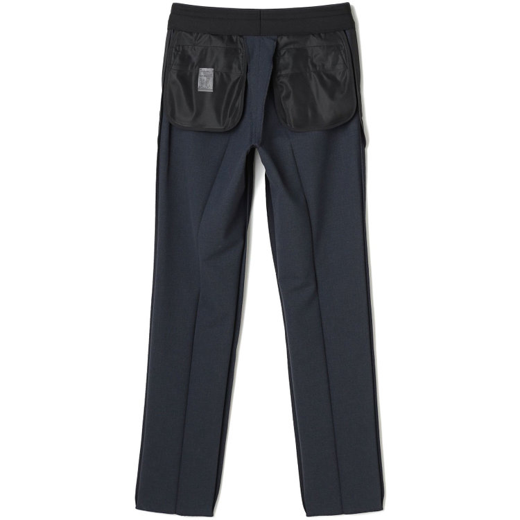 ブラックライン 【SLIM TAPERED】【春夏】0タックテーパードパンツ/ネイビー×バーズアイ/「氷撃」冷感PRINT/4S SUSTAINABILITY&ECOLOGY FABRIC「ウォッシャブル」「ストレッチ」/※裾上げ済み仕様 紺中間