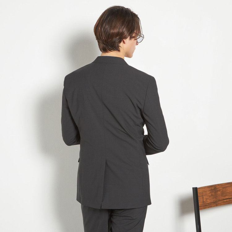 ブラックライン 【SLIM TAPERED_2】【春夏】2釦シングルスーツ 0タック/ブラック×マイクロチェック/ウエストシャーリング/4S SUSTAINABILITY&ECOLOGY FABRIC/ウォッシャブル/※パンツ裾上げ済仕様 黒