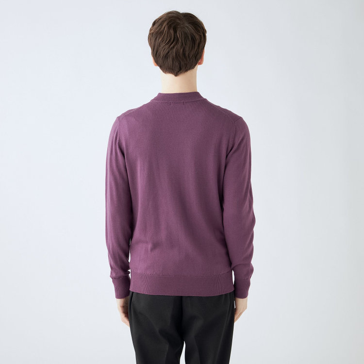 スーツセレクト 【RBC】【秋冬】ウールモックネックニットセーター/パープル/ZEGNA BARUFFA/マシンウォッシャブル 紫中間
