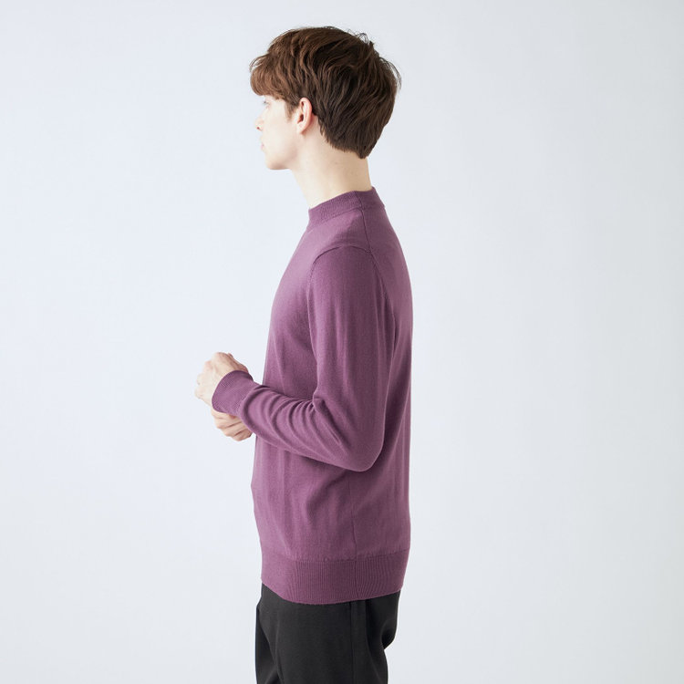 スーツセレクト 【RBC】【秋冬】ウールモックネックニットセーター/パープル/ZEGNA BARUFFA/マシンウォッシャブル 紫中間