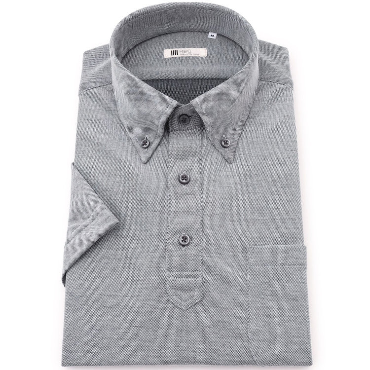 シルバーライン 【発送在庫あり】【RBC/五分袖】ボタンダウンビズポロシャツ プルオーバータイプ/グレー/4S コットンブレンド グレー中間