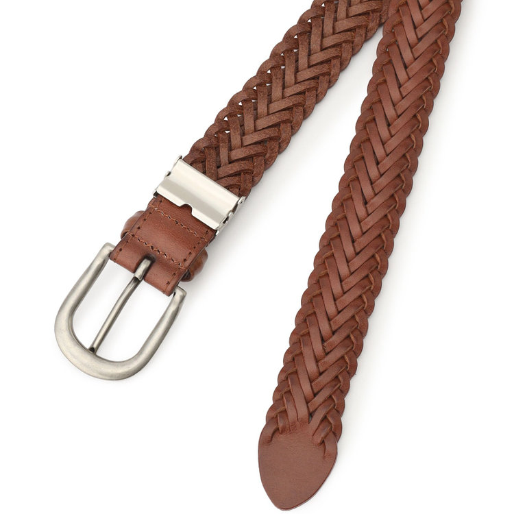 スーツセレクト ピンバックルメッシュベルト 3.0cm幅/ブラウン(ウエスト91cmまで対応) 茶中間