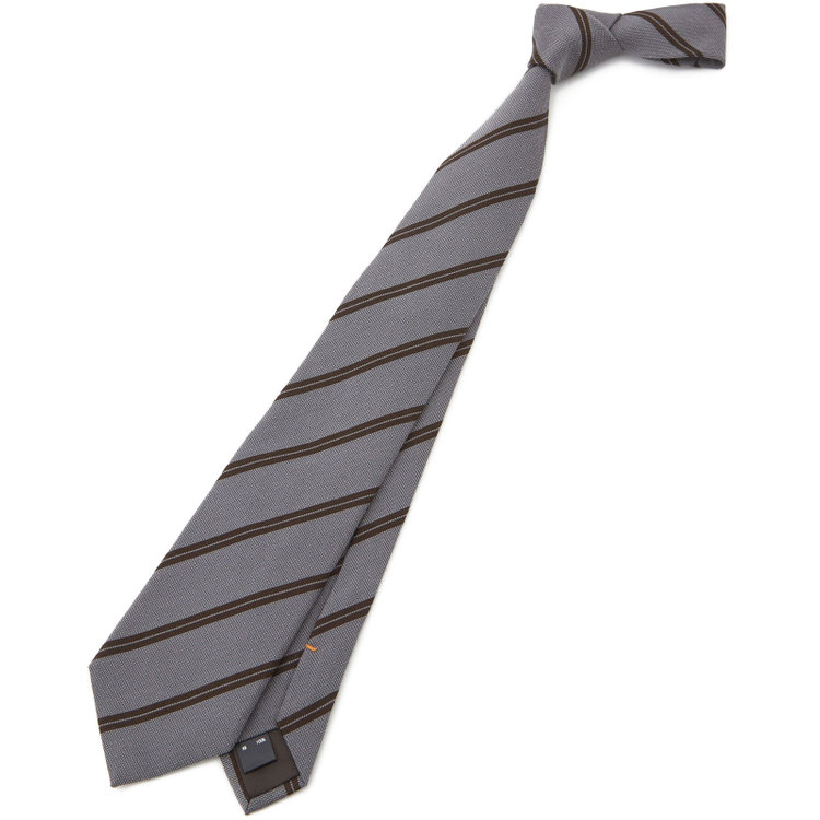 シルバーライン 【SILVER LINE】シルクストライプネクタイ 8.5cm幅/グレー×ブラウン/SARUTAHIKO COFFEE その他