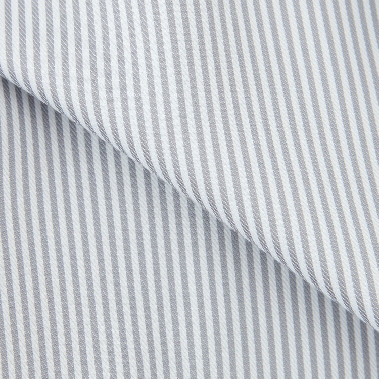 スーツセレクト 【発送在庫あり】【BLACK LINE】ボタンダウンワイシャツ/ホワイト＆グレー×ストライプ/「4S COTTON」スーパーノンアイロン・ストレッチ グレー中間