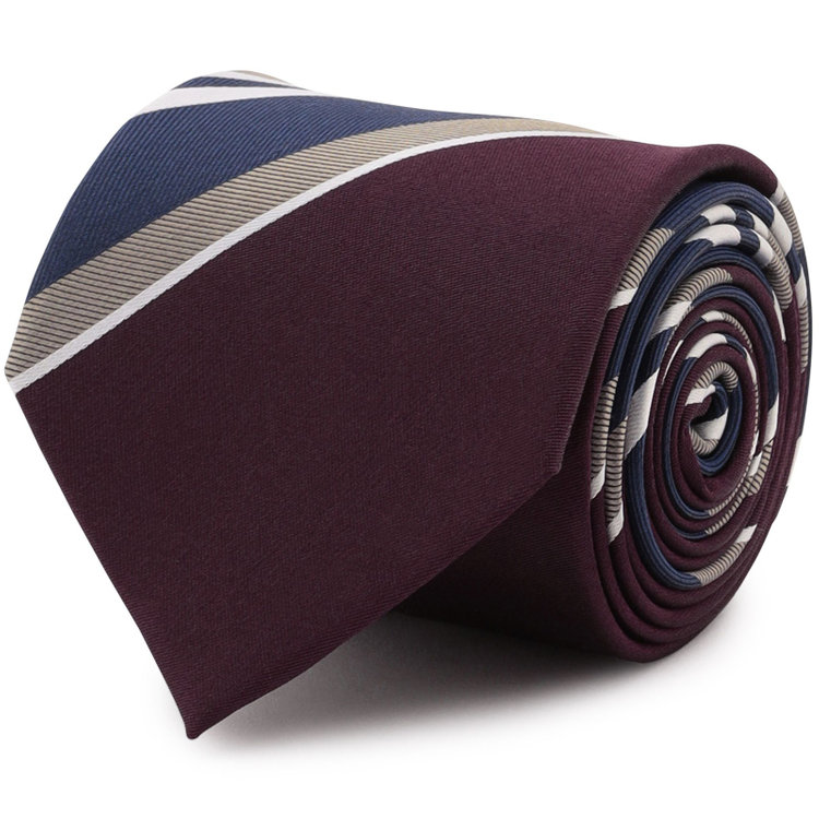 ブラックライン 【BLACK LINE】シルクストライプネクタイ 7.5cm幅/ワイン×ネイビー×ホワイト その他