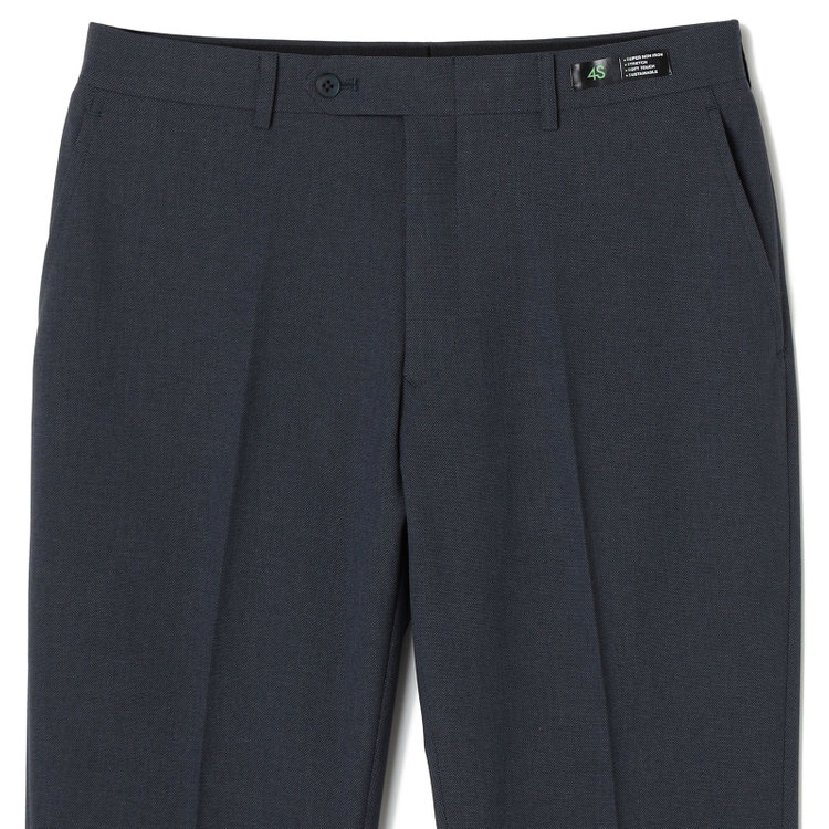 ブラックライン 【SLIM TAPERED】【春夏】0タックテーパードパンツ/ネイビー×バーズアイ/「氷撃」冷感PRINT/4S SUSTAINABILITY&ECOLOGY FABRIC「ウォッシャブル」「ストレッチ」/※裾上げ済み仕様 紺中間