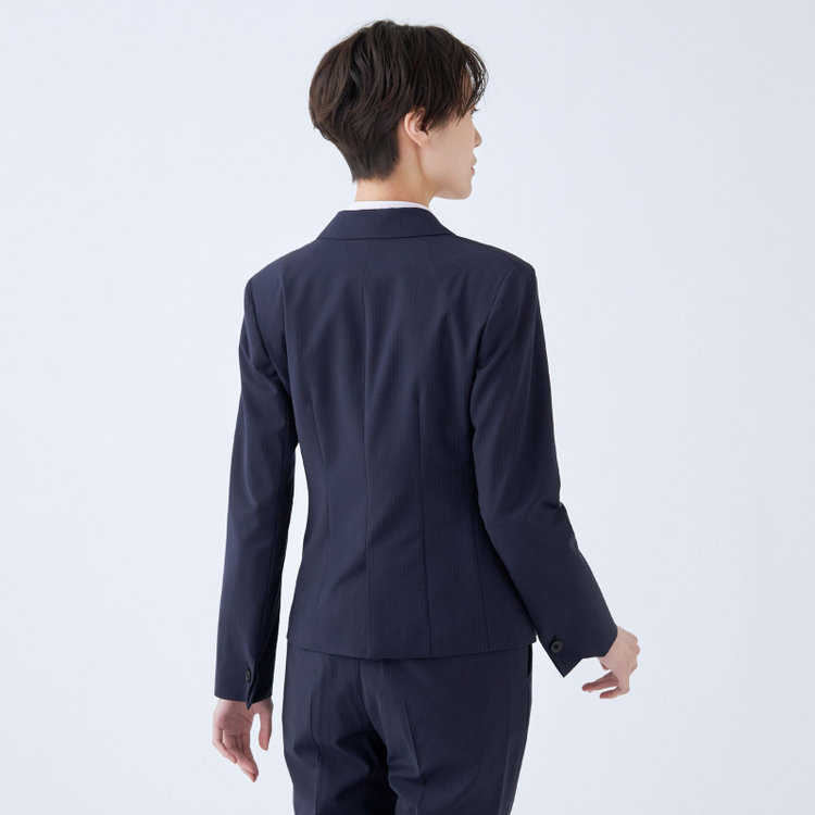 スーツセレクト 【SUIT SELECT×Samantha Thavasa】【年間】1釦ジャケット/ネイビー×ストライプ/4S/マシンウォシャブル 紺中間