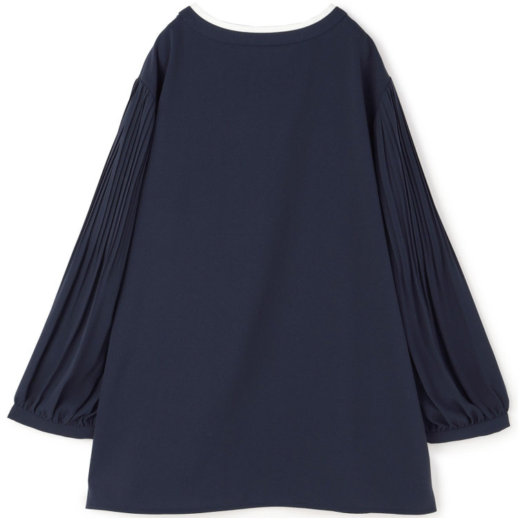 シルバーライン 【SILVER LINE/7分袖】配色切り替えバンドカラープルオーバー/ネイビー/「ウォッシャブル可能」「2WAYストレッチ」「防シワ」「UV加工」「接触冷感」 紺中間