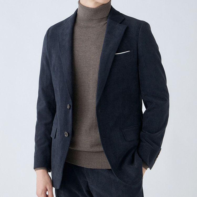 シルバーライン 【CLASSICO TAPERED】【秋冬】2釦ジャケット/ネイビー×コーデュロイ/4S SUSTAINABILITY&ECOLOGY FABRIC 紺濃色