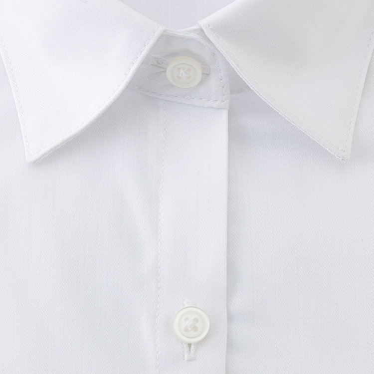 シルバーライン 【SL/長袖】レギュラーカラーブラウス/ホワイト×ドビーストライプ/形態安定 白