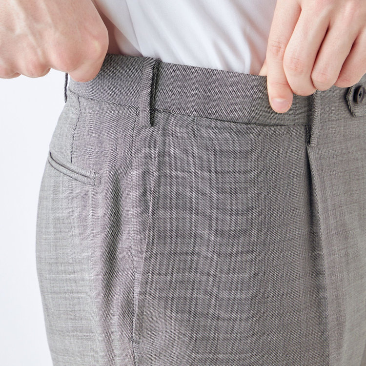 シルバーライン 【CLASSICO TAPERED】【春夏】ウール 1タックテーパードパンツ/グレー/ウエストムーブ/※裾上げ必要 グレー淡色