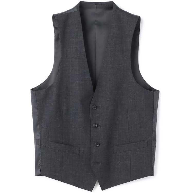 ブラックライン 【発送在庫あり】【SLIM TAPERED_2】【年間】2釦シングルスリーピーススーツ 0タック/グレー/ウエストシャーリング/4S SUSTAINABILITY&ECOLOGY FABRIC/※パンツ裾上げ済仕様 グレー中間