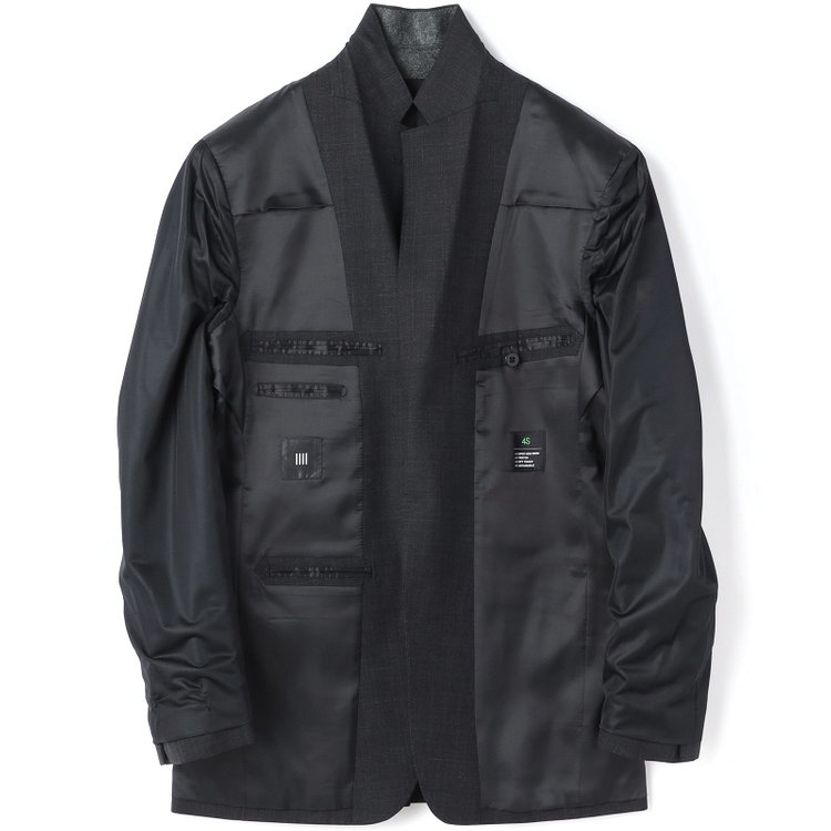 ブラックライン 【発送在庫あり】【SLIM TAPERED_2】【年間】2釦シングルスリーピーススーツ 0タック/グレー/ウエストシャーリング/4S SUSTAINABILITY&ECOLOGY FABRIC/※パンツ裾上げ済仕様 グレー中間