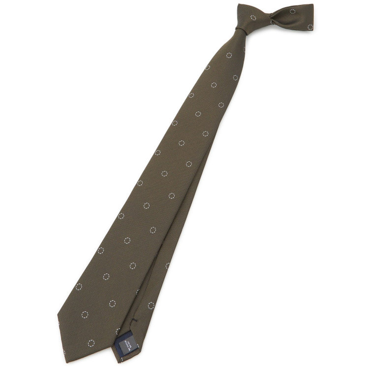 シルバーライン 【SILVER LINE】シルクブレンド小紋ネクタイ 8.0cm幅/カーキ その他