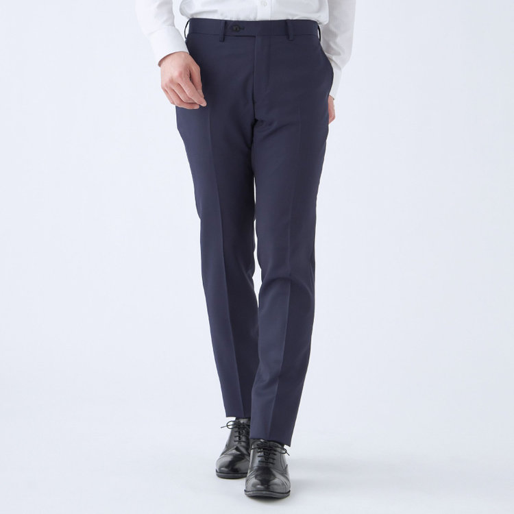 ブラックライン 【SLIM TAPERED_2】【年間】2釦シングルリバーシブルスリーピーススーツ 0タック/ネイビー/NEW ZEALAND WOOL MIX/※裾上げ必要 青中間