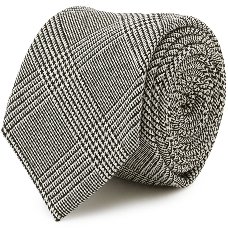 ブラックライン 【BLACK LINE】ポリエステルチェックネクタイ 7.5cm幅/ホワイト×ブラック/ウォッシャブル その他