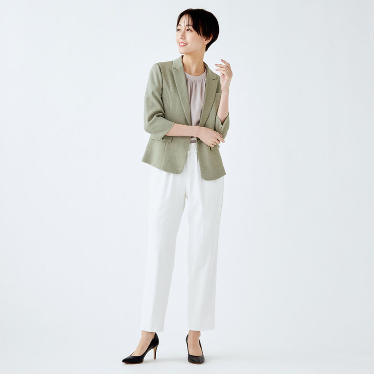 ブラックライン 【WEB限定/OUTLET】【SL】【春夏】1釦シングル七分袖ジャケット/グリーン/ウォッシャブル グリーン系(緑)