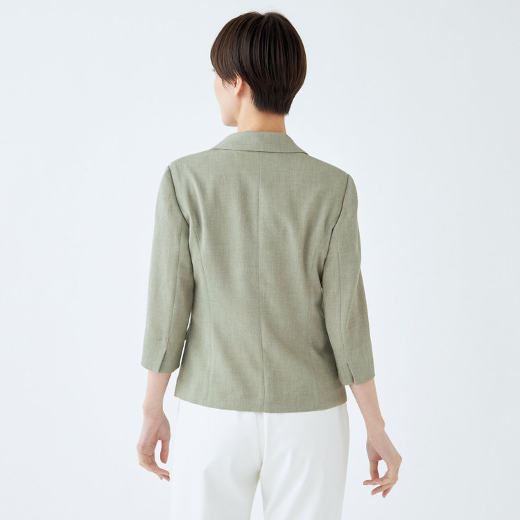 ブラックライン 【WEB限定/OUTLET】【SL】【春夏】1釦シングル七分袖ジャケット/グリーン/ウォッシャブル グリーン系(緑)