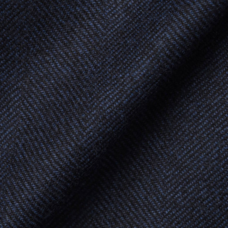 シルバーライン 【CLASSICO TAPERED】【秋冬】3釦段返りシングルスーツ 2タック/ネイビー×ヘリンボーン/ウエストムーブ/MARZOTTO/※裾上げ必要 紺中間