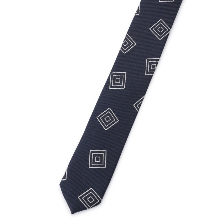 シルバーライン 【SILVER LINE】シルクブレンド小紋ネクタイ 8.0cm幅/ネイビー その他