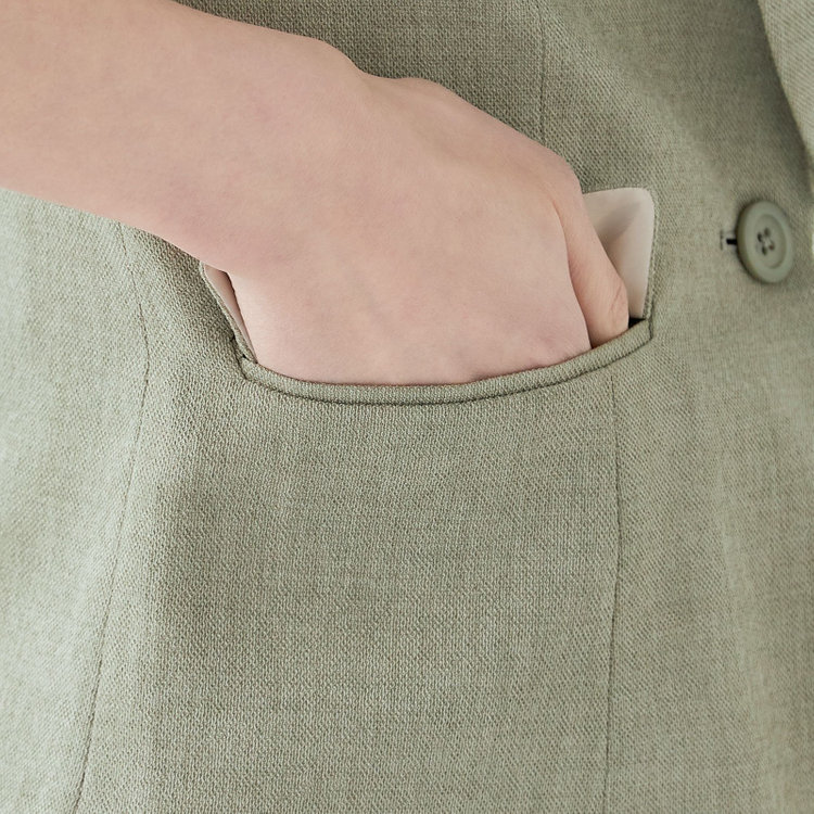 ブラックライン 【WEB限定/OUTLET】【SL】【春夏】1釦シングル七分袖ジャケット/グリーン/ウォッシャブル グリーン系(緑)