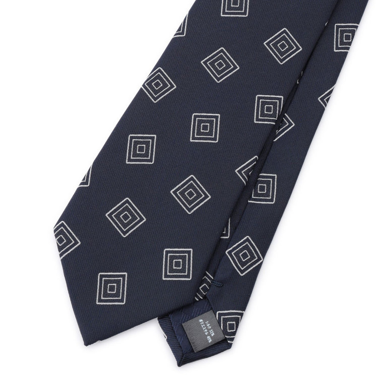 シルバーライン 【SILVER LINE】シルクブレンド小紋ネクタイ 8.0cm幅/ネイビー その他