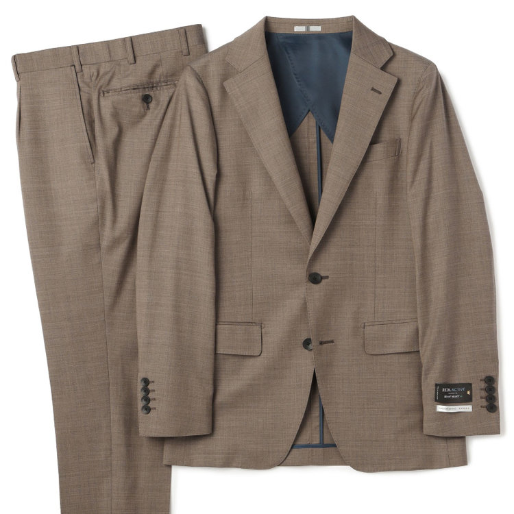 シルバーライン 【CLASSICO TAPERED】【春夏】2釦シングルスーツ 1タック/ブラウン/ウエストムーブ/REDA ACTIVE/NEW ZEALAND MERINO/SHOWER CLEAN/※パンツ裾上げ済仕様 茶淡色