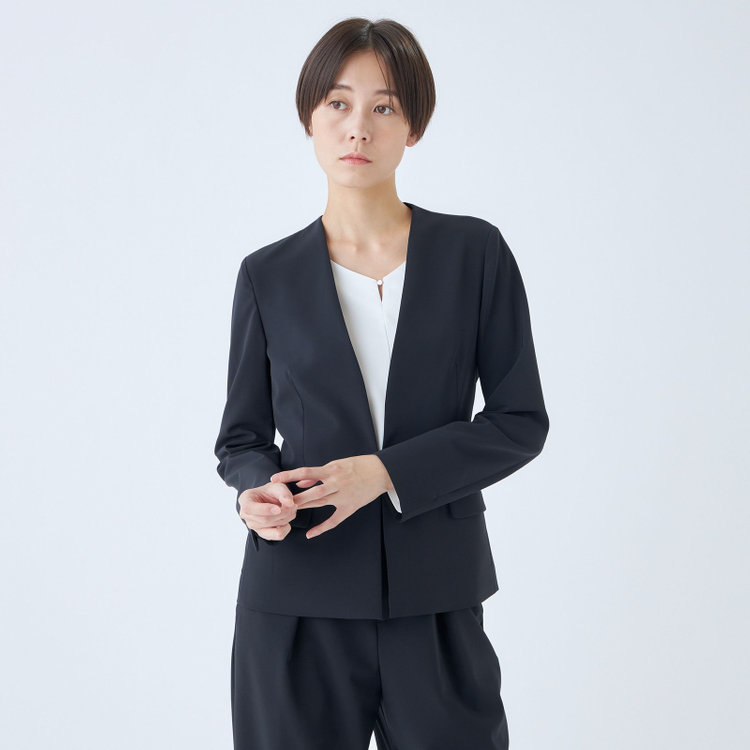 シルバーライン 【SL】【年間】ノーカラージャケット/ネイビー/ウォッシャブル 紺中間