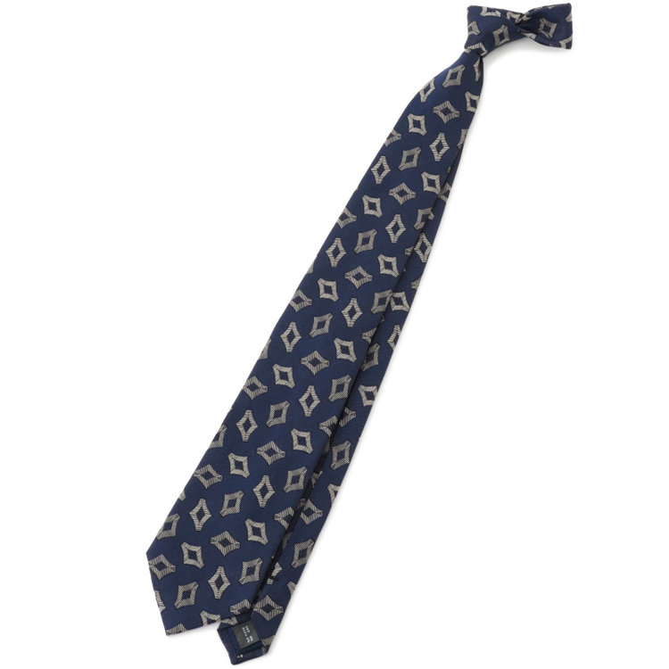 SL】シルク小紋ネクタイ 8.0cm幅/ブルー×ネイビー（S24SA