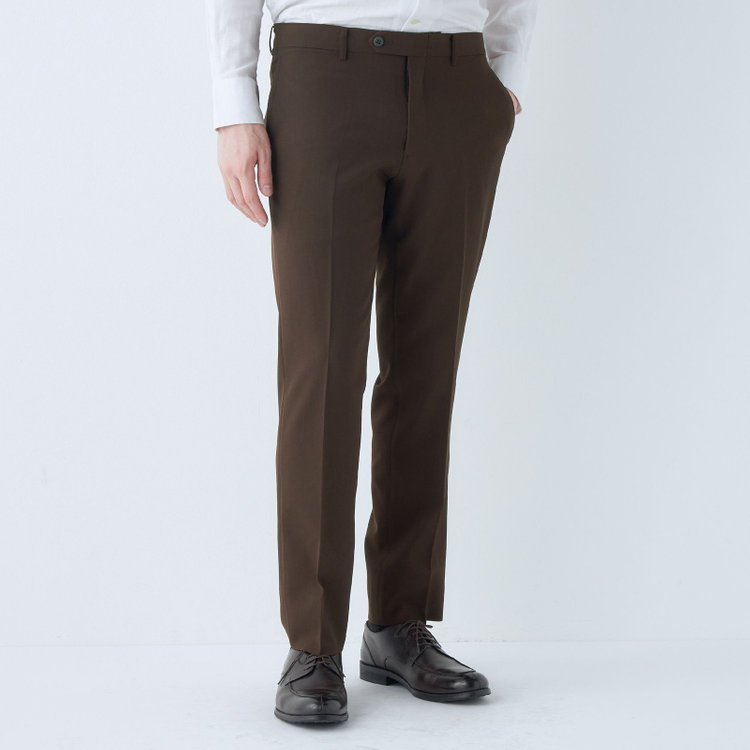 ブラックライン 【SLIM TAPERED】【春夏】0タックテーパードパンツ/ブラウン/ウォッシャブル/4S SUSTAINABILITY&ECOLOGY FABRIC/※裾上げ済み仕様 茶中間