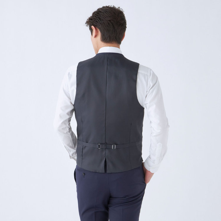 ブラックライン 【SLIM TAPERED_2】【年間】2釦シングルリバーシブルスリーピーススーツ 0タック/ネイビー/NEW ZEALAND WOOL MIX/※裾上げ必要 青中間