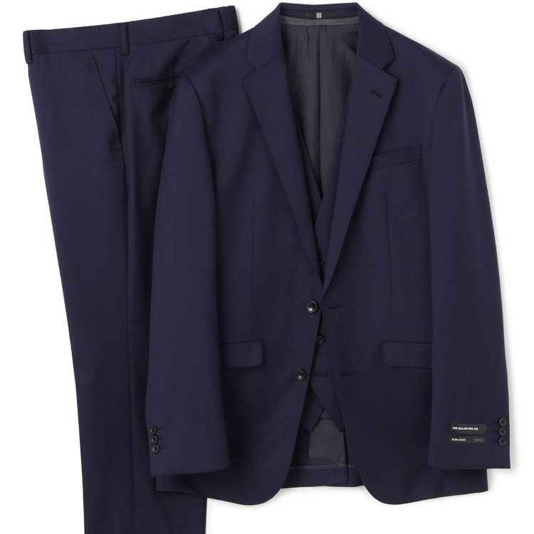 ブラックライン 【SLIM TAPERED_2】【年間】2釦シングルリバーシブルスリーピーススーツ 0タック/ネイビー/NEW ZEALAND WOOL MIX/※裾上げ必要 青中間