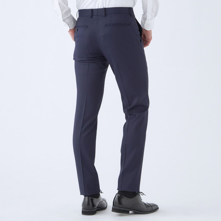 ブラックライン 【SLIM TAPERED_2】【年間】2釦シングルリバーシブルスリーピーススーツ 0タック/ネイビー/NEW ZEALAND WOOL MIX/※裾上げ必要 青中間