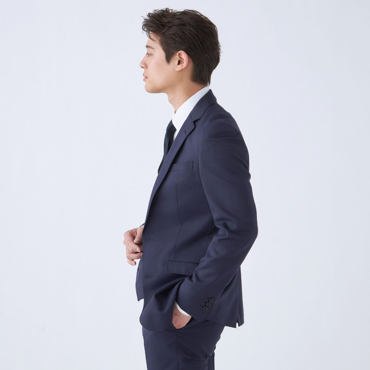 ブラックライン 【SLIM TAPERED_2】【年間】2釦シングルリバーシブルスリーピーススーツ 0タック/ネイビー/NEW ZEALAND WOOL MIX/※裾上げ必要 青中間